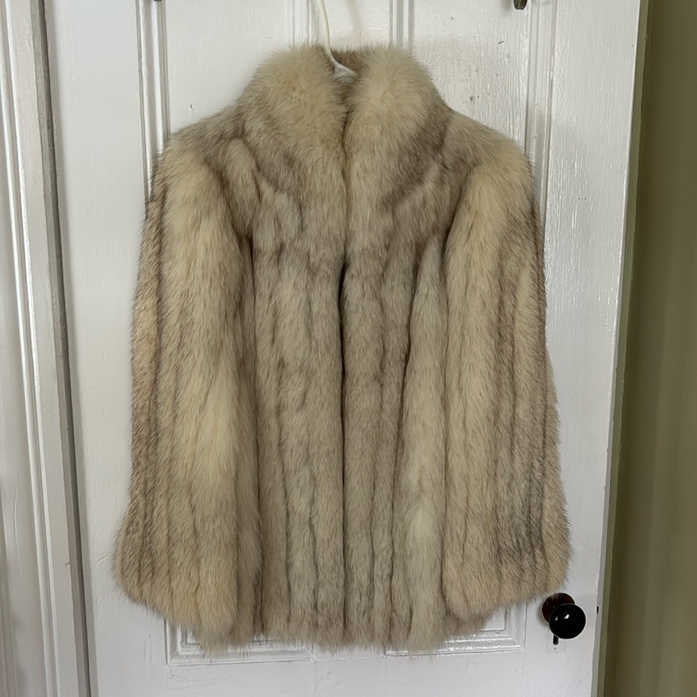 Vintage genuine white fox fur coat.